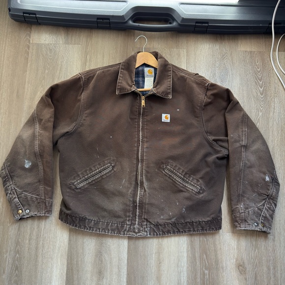 Carhartt J97 DKB ブラウンジャケット Lサイズ Vintage Carhartt J97 DKB Flannel Lined Canvas Detroit Jacket XL